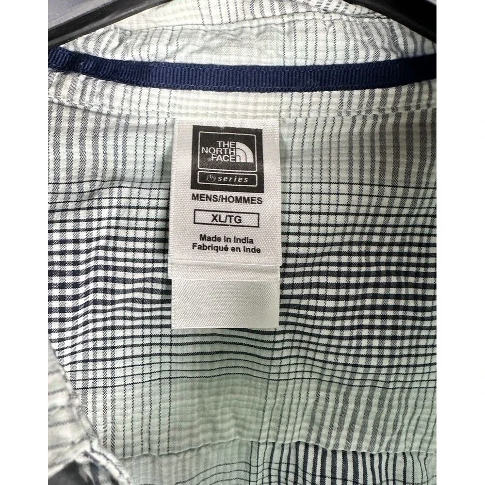 The North Face‎ Mens Button Down Shirt XL Green Plaid Short Sleeve Outdoors